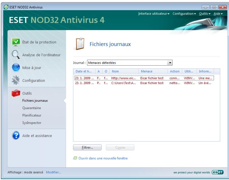 ESET NOD32 ANTIVIRUS 4 - Fichiers journaux - 1
