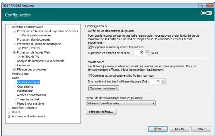 ESET NOD32 ANTIVIRUS 4 - Maintenance des journaux - 1