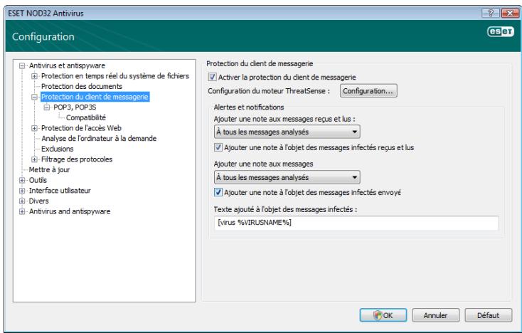 ESET NOD32 ANTIVIRUS 4 - Intégration aux clients de messagerie - 1