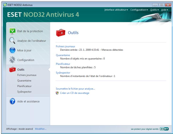 ESET NOD32 ANTIVIRUS 4 - Présentation de l'interface utilisée : les modes - 2