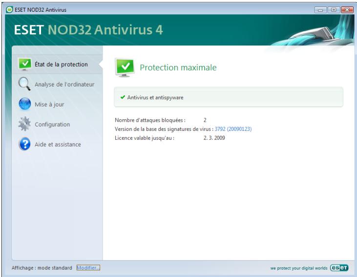 ESET NOD32 ANTIVIRUS 4 - Présentation de l'interface utilisée : les modes - 1