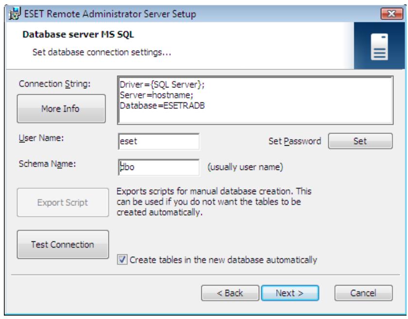 ESET REMOTE ADMINISTRATOR 4 - Database connection setup - 1