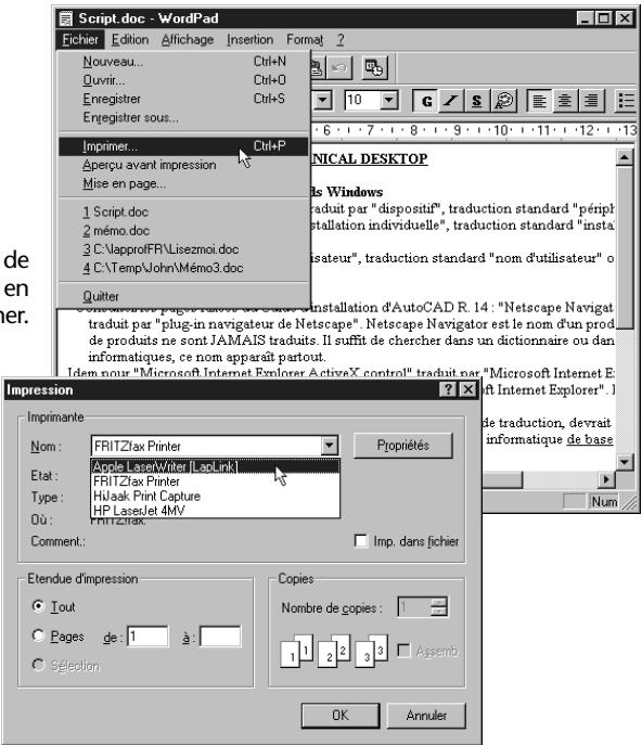 LAPLINK PROFESSIONAL - Impression via une connexion laplink - 1