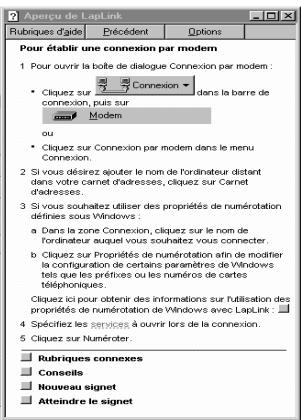 LAPLINK PROFESSIONAL - Affichage de l'aide à partir d'une boîte de dialogue - 2