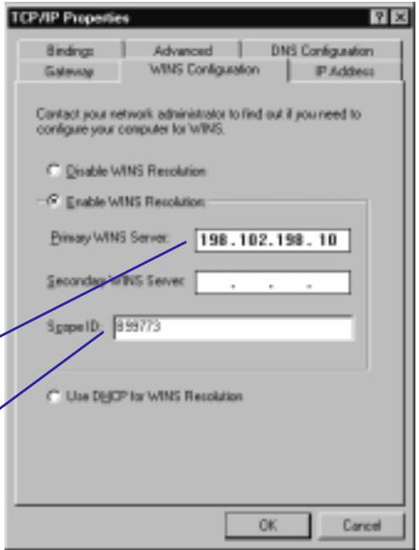 LAPLINK TECH - Setting up the Traveling Software WINS server in Windows 95 - 2