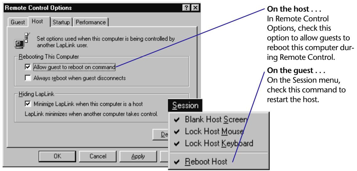 LAPLINK TECH - To configure a host computer for rebooting: - 1