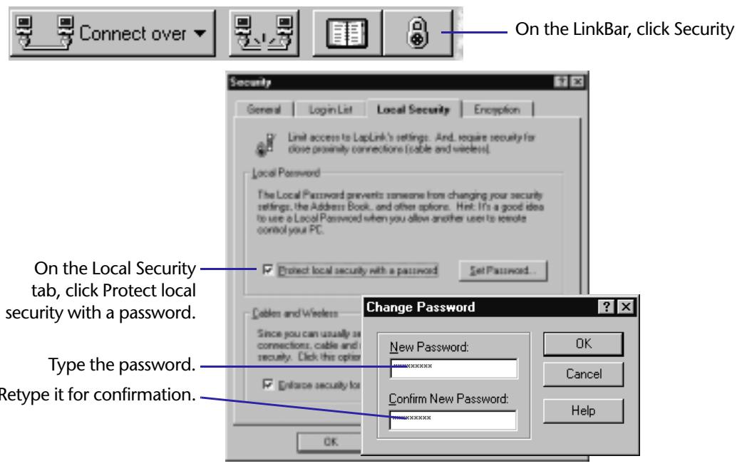 LAPLINK TECH - To set a password for your security system: - 1