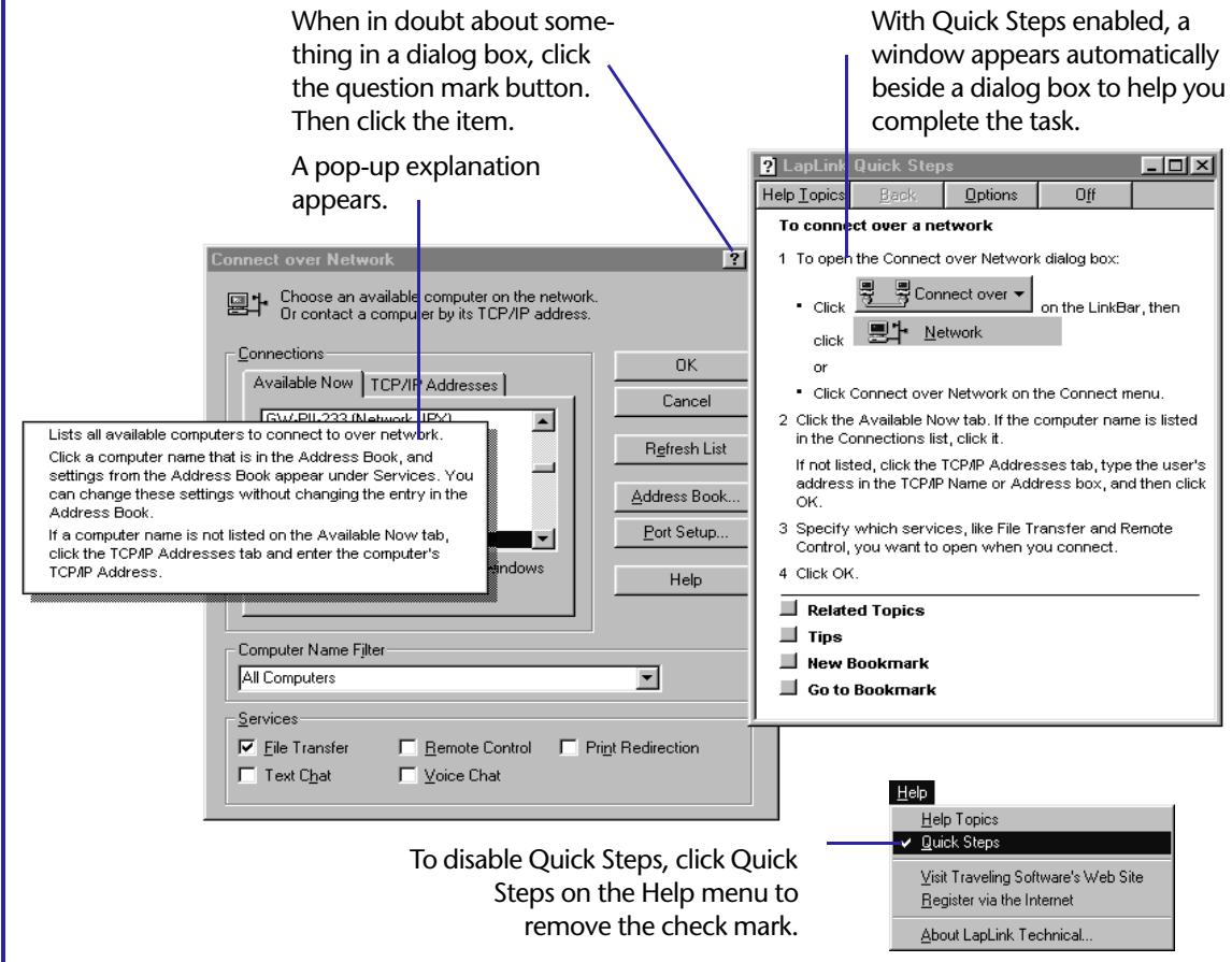 LAPLINK TECH - Getting help in a dialog box - 1
