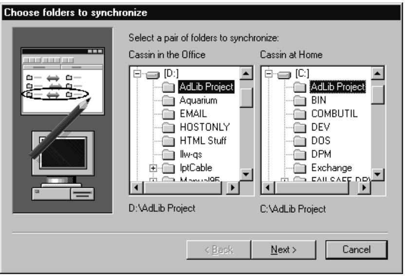 LAPLINK TECH - Selecting folder pairs for synchronization - 1