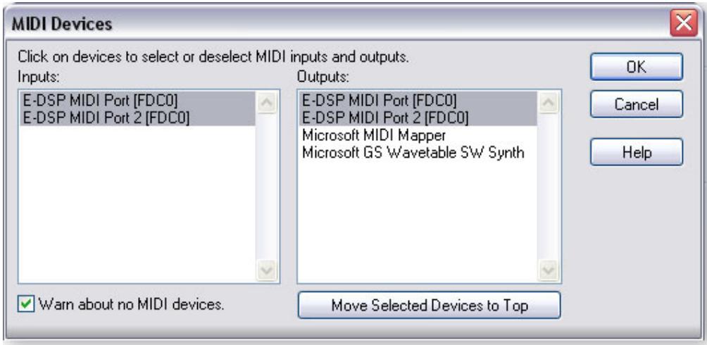 E-MU 1820 - Configuration des options MIDI - 1
