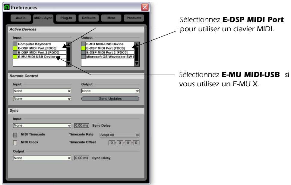 E-MU 1820 - Configuration des paramètres MIDI - 1