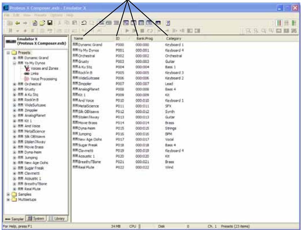 E-MU EMULATOR X3 - List Display View - 1