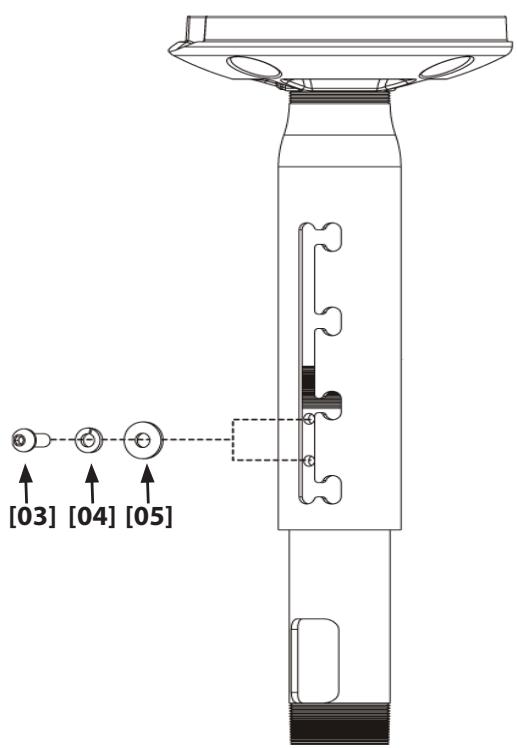 SANUS VISIONMOUNT ADJUSTABLE EXTENSION COLUMN FOR VMCM1-VMCA10B - 3: Install and Tighten Screw and Washers - 2