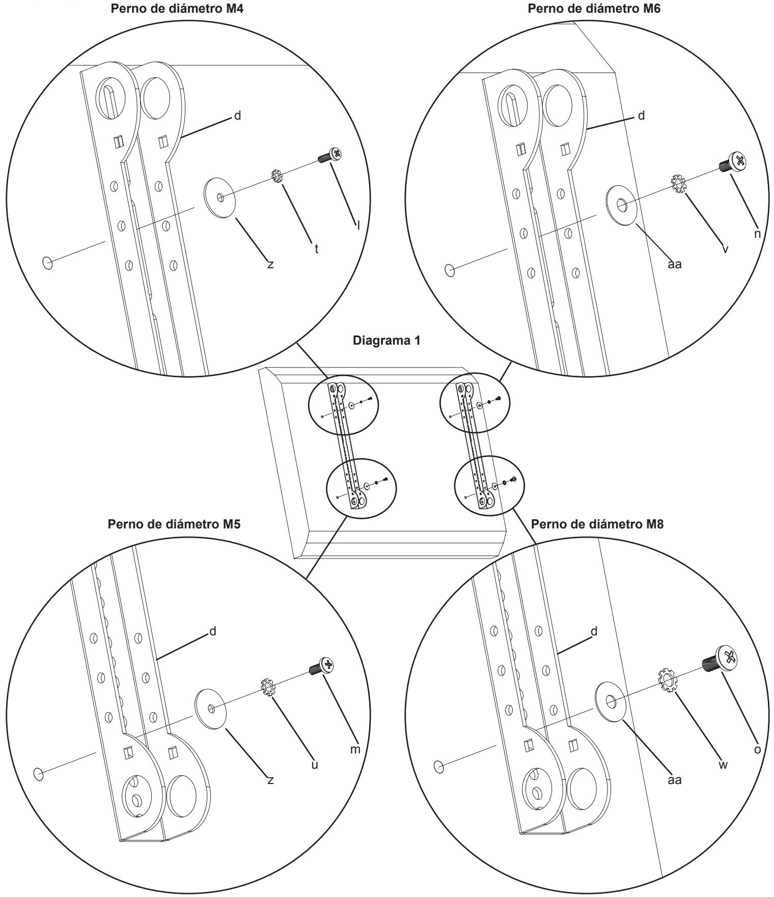 SANUS VISIONMOUNT FLAT PANEL WALL MOUNT-VMSA - Paso 1: Montaje de los soportes de monitor a un tevisor con la parte trasera plana - 1