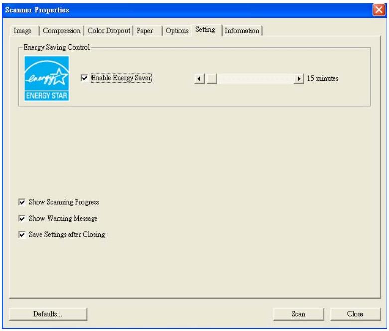 AVISION AV121 - The Setting Tab - 1