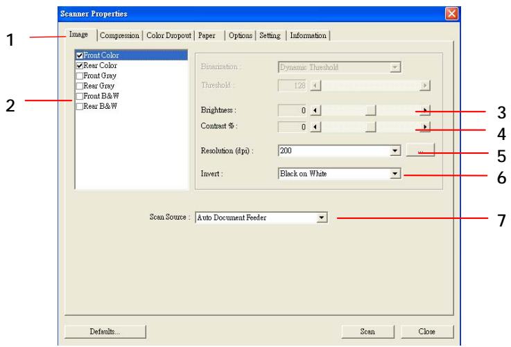 AVISION AV121 - A Glance of the Scanner Properties Dialog Box - 1