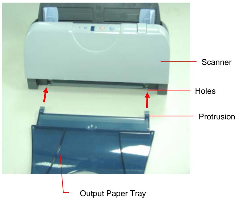 AVISION AV121 - Installing the Output Paper Tray - 1