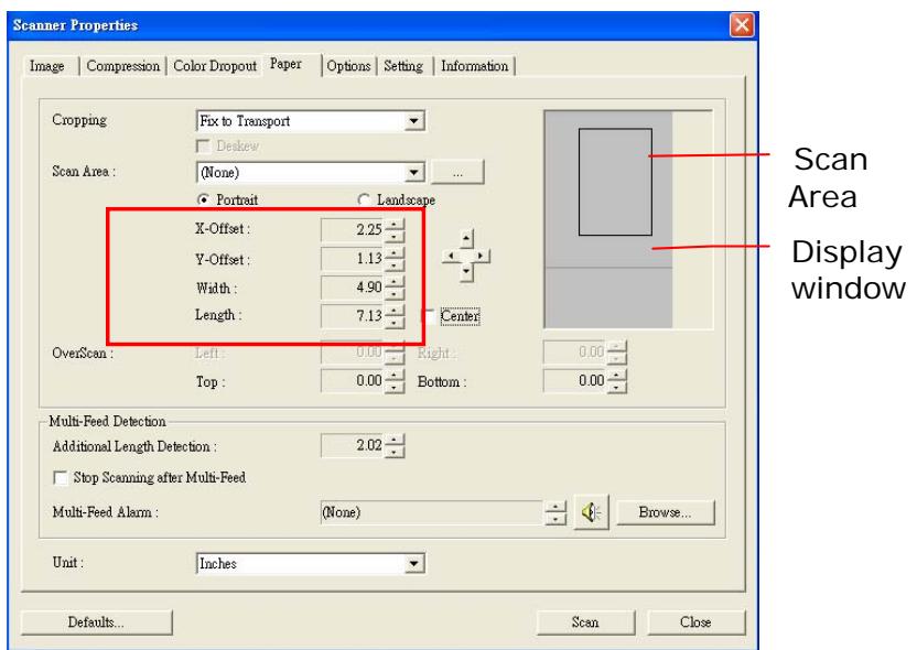 AVISION AV121 - Example: Redefine your scan area ( x-offset: 2.25 inches ; y-offset:1.13 inches) - 1