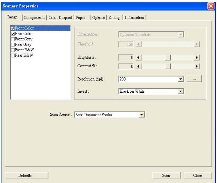 AVISION AV121 - Using the Scanner Properties Dialog Box - 1