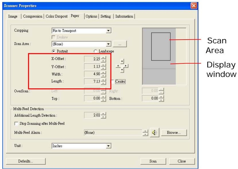 AVISION AV3850 - Example: Redefine your scan area ( x-offset: 2.25 inches ; y-offset:1.13 inches) - 1