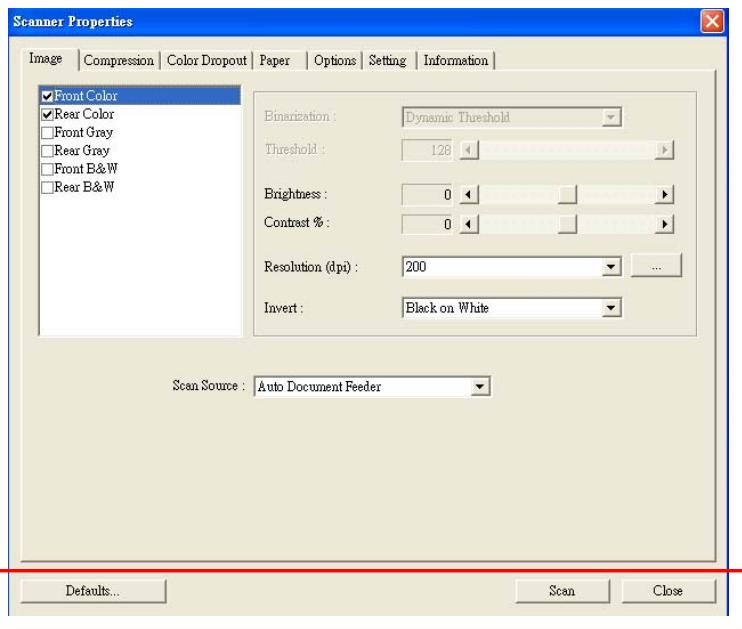 AVISION AV8050U-G - BUTTONS ON THE SCANNER PROPERTIES DIALOG BOX - 1