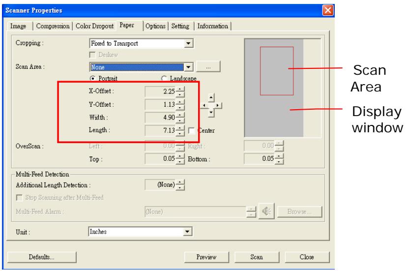 AVISION AV8050U-G - Example: Redefine your scan area ( x-offset: 2.25 inches ; y-offset:1.13 inches) - 1