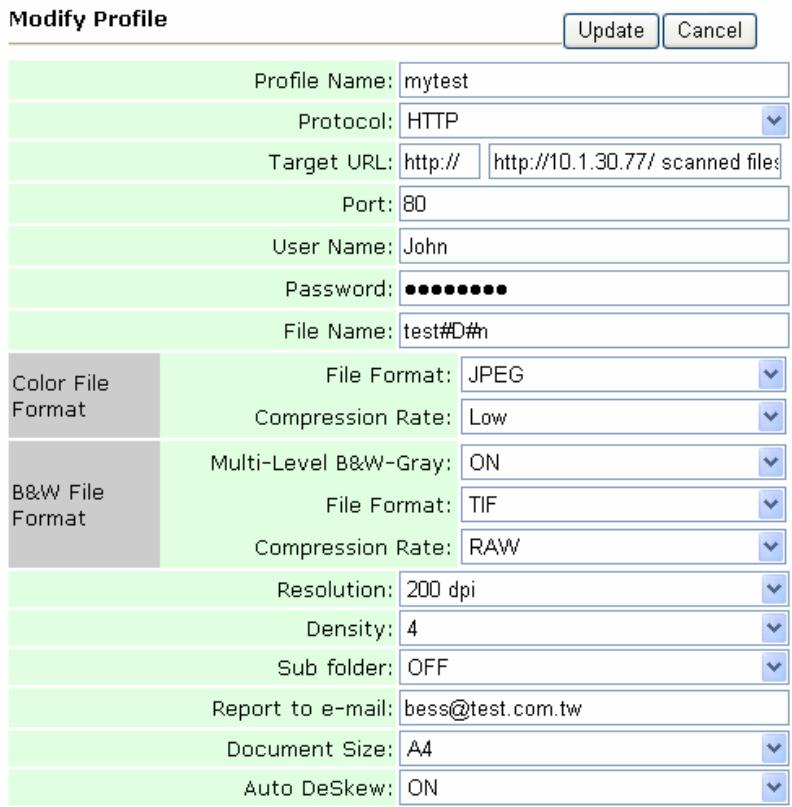 AVISION NETDELIVER @V2500 - To modify a current profile, - 2
