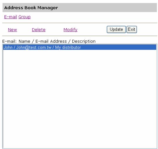 AVISION NETDELIVER @V2500 - To delete an e-mail address, - 1