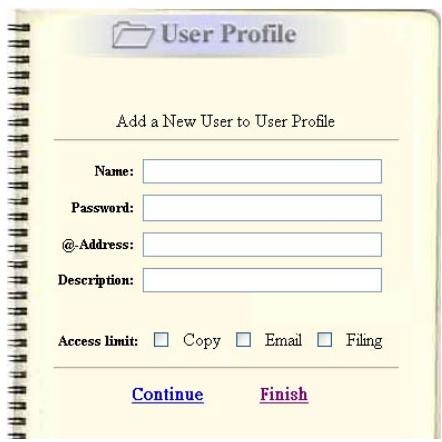 AVISION NETDELIVER @V5100 - Click "User Profile", the following User Profile screen appears. - 2