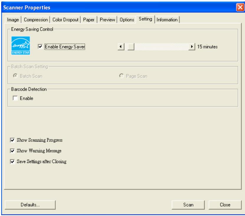 AVISION A20G - The Setting Tab - 1
