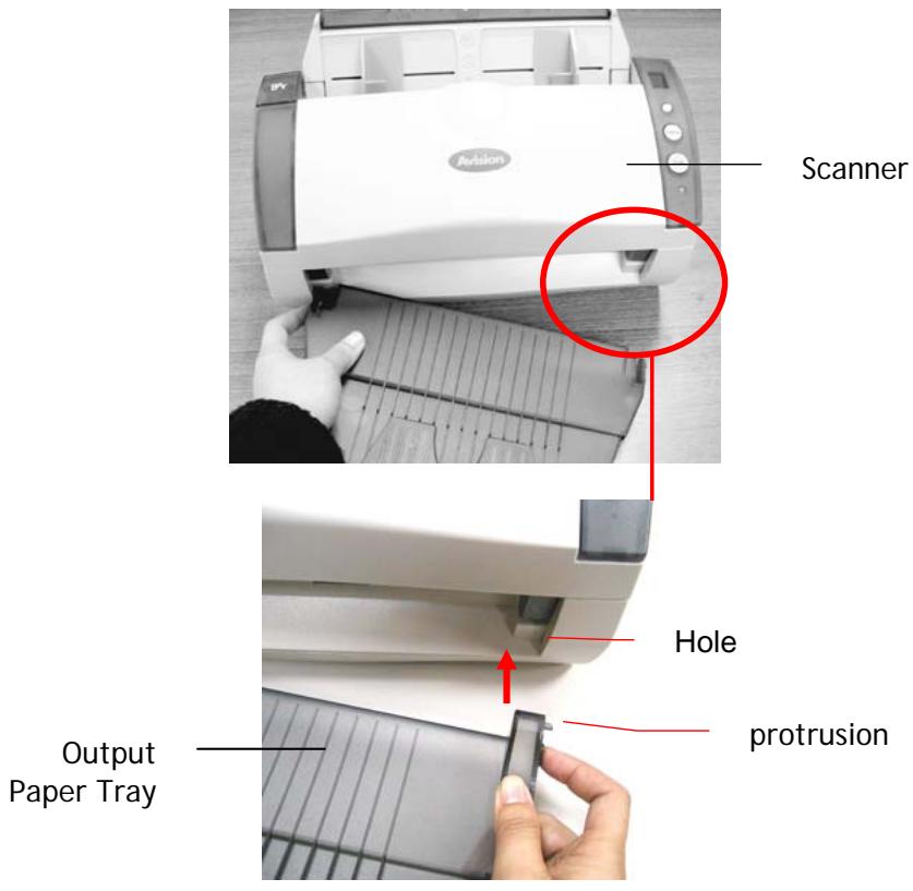 AVISION A20G - Installing the ADF Output Paper Tray - 1