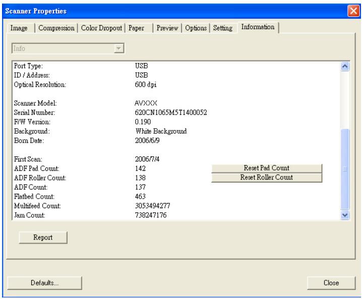 AVISION AV3850SU - The Information Tab - 1
