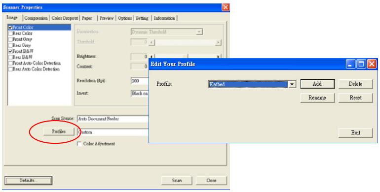AVISION AV3852U - To add a new profile, - 1