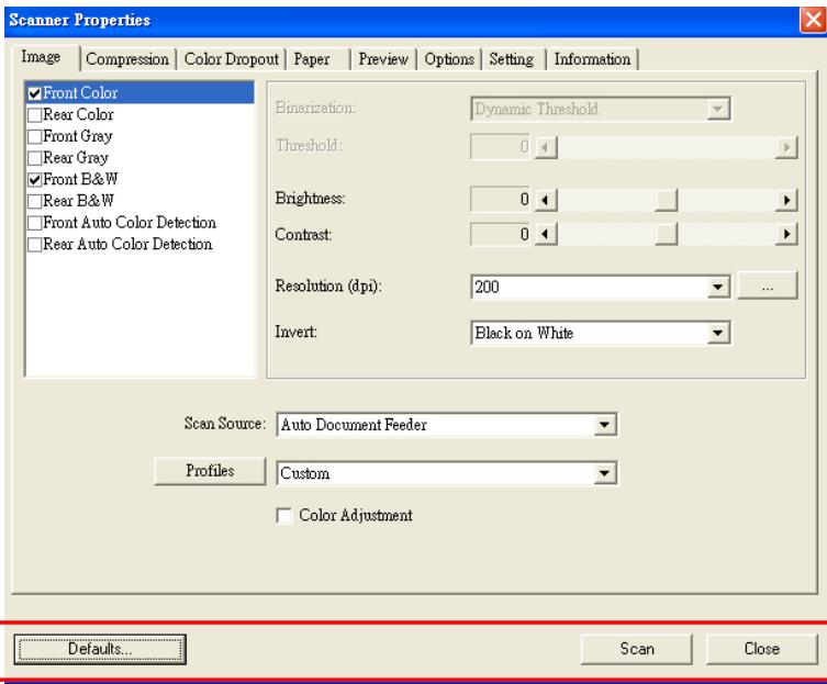 AVISION AV3852U - Buttons on the Scanner Properties Dialog Box - 1