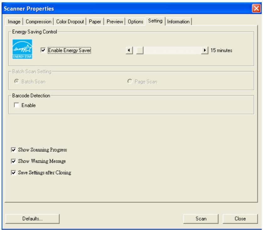 AVISION AV6200 - The Setting Tab - 1