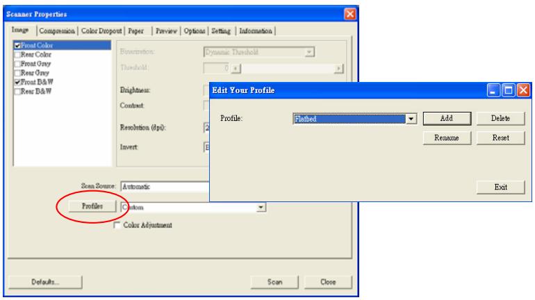 AVISION AVA5 - To add a new profile, - 1