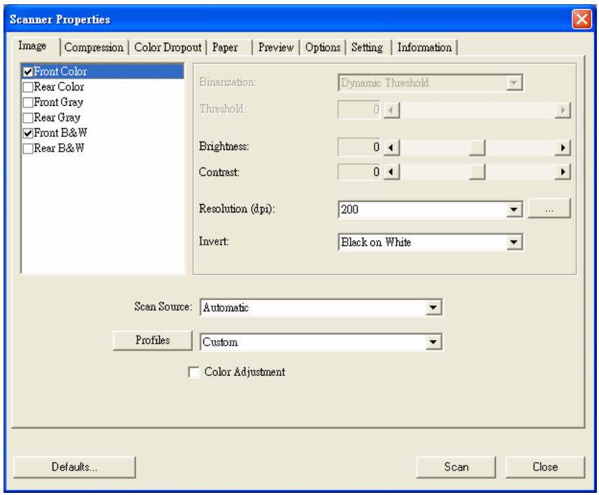 AVISION AVA5 - Using the Scanner Properties Dialog Box - 1
