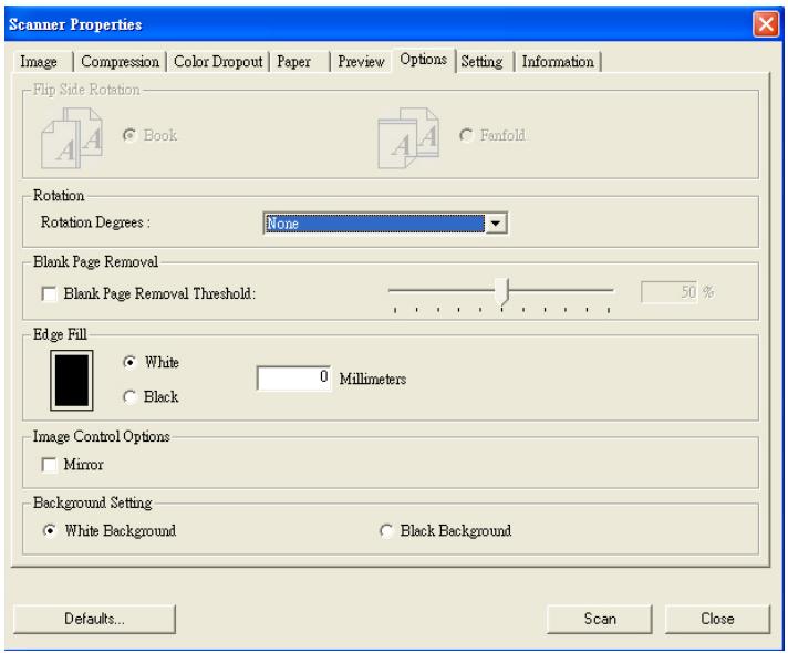 AVISION FB2080E - The Options Tab - 1