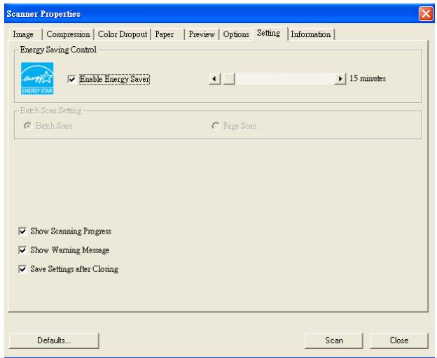 AVISION FB2080E - The Setting Tab - 1