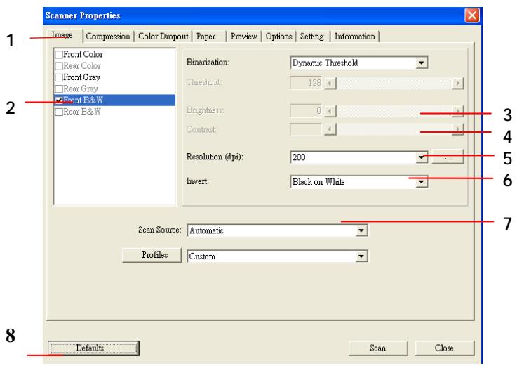 AVISION FB2080E - A Glance of the Scanner Properties Dialog Box - 1