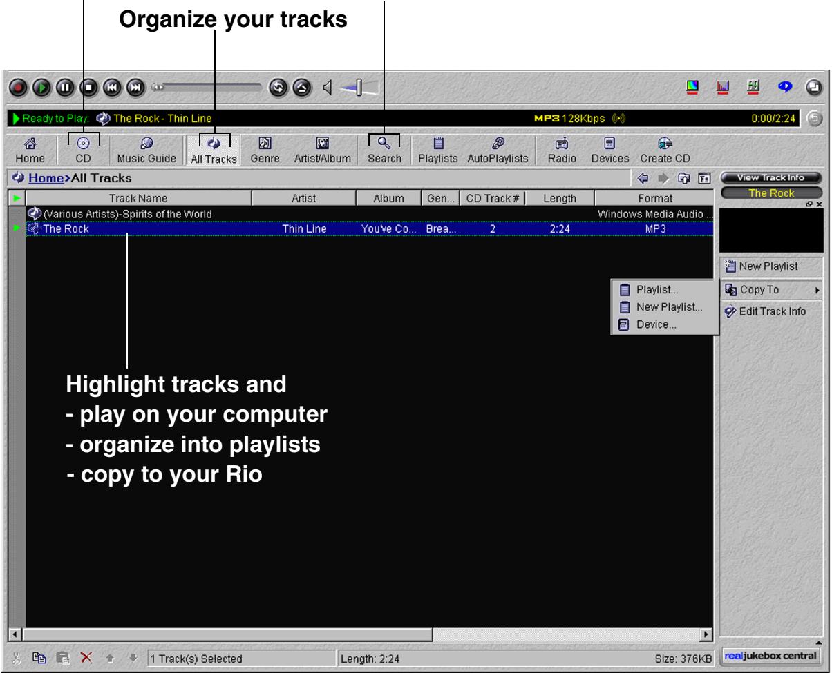 RIO 600 - Find tracks on your computer or on the Web - 1