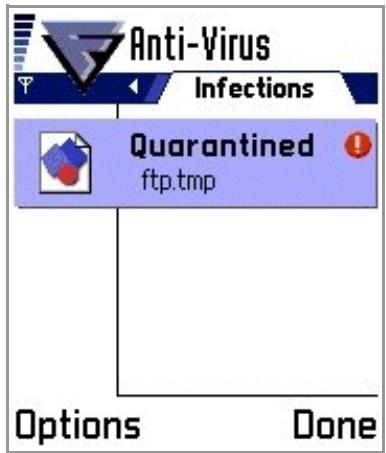 F-SECURE MOBILE ANTI-VIRUS FOR SERIES 60 - To view details of the infected file(s): - 2