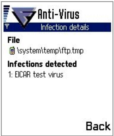 F-SECURE MOBILE ANTI-VIRUS FOR SERIES 60 - To view details of the infected file(s): - 4