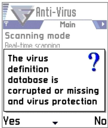 F-SECURE MOBILE ANTI-VIRUS FOR SERIES 60 - Virus Definition Database Corrupted or Missing and Virus Protection Not Updated - 1