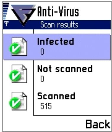 F-SECURE MOBILE ANTI-VIRUS FOR SERIES 60 - Viewing Scan Results - 1