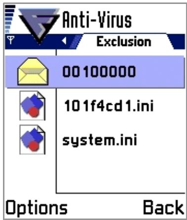 F-SECURE MOBILE ANTI-VIRUS FOR SERIES 60 - To add files or folders to the exclusion list: - 1