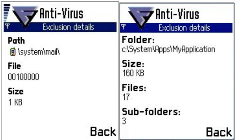 F-SECURE MOBILE ANTI-VIRUS FOR SERIES 60 - To view details of the excluded items: - 1