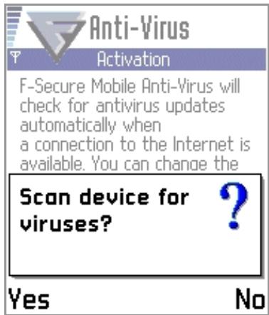 F-SECURE MOBILE ANTI-VIRUS FOR SERIES 60 - To start F-Secure Mobile Anti-Virus: - 1