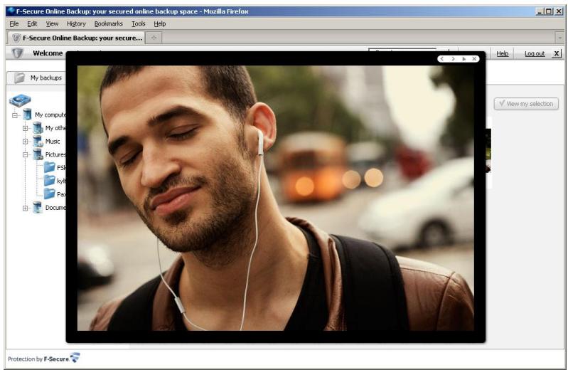 F-SECURE ONLINE BACKUP 2.1 - Viewing files - 2