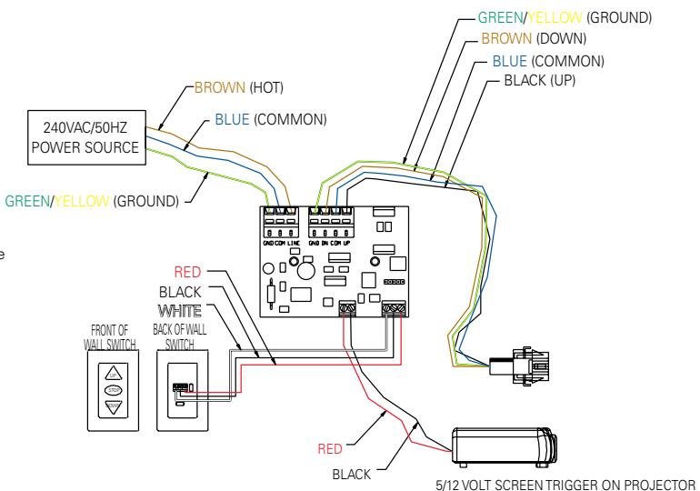 DA-LITE CONTOUR ELECTROL - CAUTION: THE PROJECTOR MUST BE TURNOED OFF BEFORE CONNECTING THE TRIGGER WIRES TO THE PROJECTOR. FAILURE TO DO SO MAY DAMAGE THE CONTROLLER. - 1